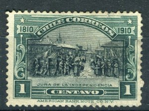 CHILE; 1910 early Independence issue fine Mint hinged Shade of 1c. value