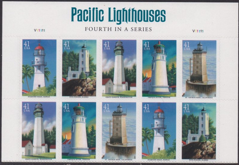 4150a Pacific Lighthouses Plate Block MNH