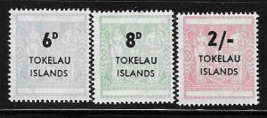 Tokelau 1966 Postal Fiscal NZ Surcharged Sc 6-8 MNH A1131