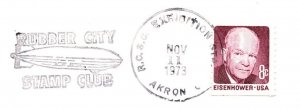 US SPECIAL PICTORIAL POSTMARK COVER RUBBER CITY STAMP CLUB AKRON OHIO 1973