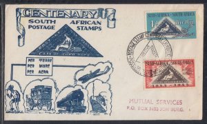 South Africa Scott 193-4 FDC - Postage Stamp Centennial T6
