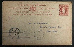 1903 St Kitts British Virgin Island PS Postcard  Cover To New York Usa
