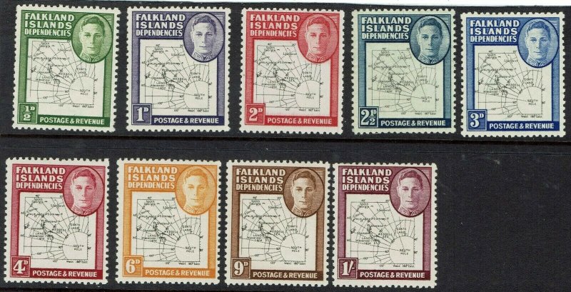 FALKLAND ISLANDS DEPENDENCIES 1946 KGVI THIN MAP SET 