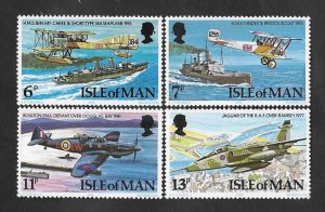 SE)1978 ISLE OF MAN, 60TH ANNIVERSARY OF THE ROYAL AIR FORCE, AIRCRAFT, 4 STAMPS