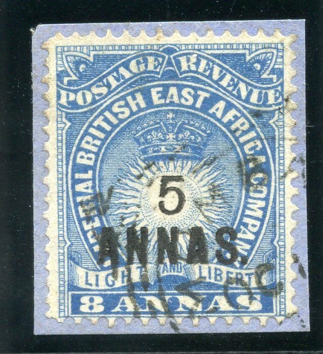 British East Africa 1894 QV 5a on 8a blue very fine used. SG 27. Sc 36