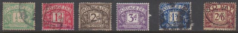 Great Britain Postage Due Selection of 6 Different Used Various Wmk