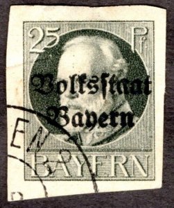 1920, Germany Bavaria 25pf, Used, Sc 162