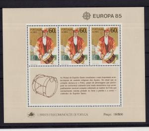 Portugal Azores  #353a  MNH 1985  Europa  sheet  man playing drum