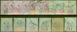 Sarawak 1888-97 Extended set of 16 SG8-21 V.F.U