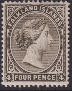 1895 Falkland Island QV Queen Victoria 4p MVLH issue Sc# 6 CV $16.00