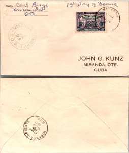 1937 Cuba First Day Miranda, Oriente Local Use ( Postal History ), 1937