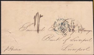 GB 1855 LIVERPOOL DOTTED CIRCLE cds on incoming cover from USA ............D3621