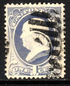 SCOTT 145 1870 1 CENT FRANKLIN REGULAR ISSUE USED VF CAT $20!