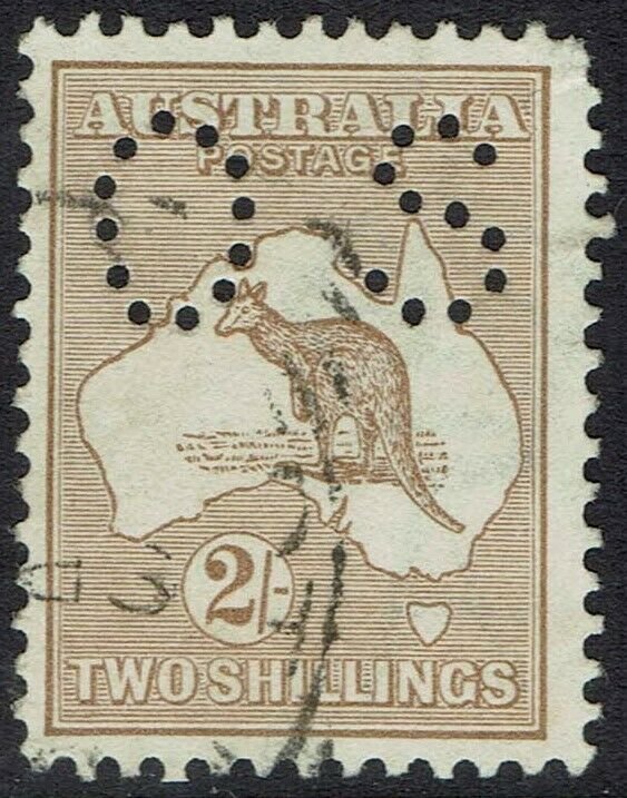 AUSTRALIA 1915 KANGAROO OS 2/- 2ND WMK USED 