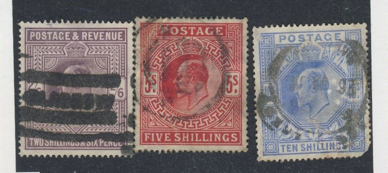 3x Great Britain High Value Stamps #139-2'6 #140-5' & #141-10' CC GV = $400.00