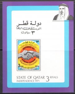 1972 QATAR - SG. MS 389 - Independence - Untoothed Sheet - MNH**