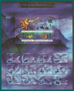 Christmas Island 2004 Year of the Monkey, sheetlet MNH #447,SG528a