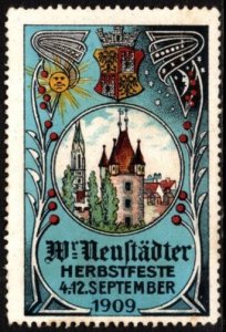 1909 Austria Poster Stamp Wiener Neustadt Autumn Festival September 4-12