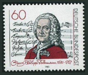 Germany 1344 two stamps,MNH.Michel 1085. George Philipp Telemann,composer,1981.