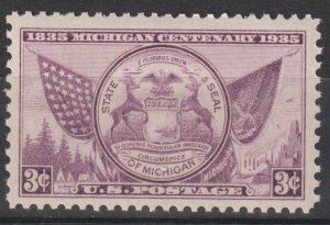 U.S.  Scott# 775 1935 VF MNH Michigan Statehood