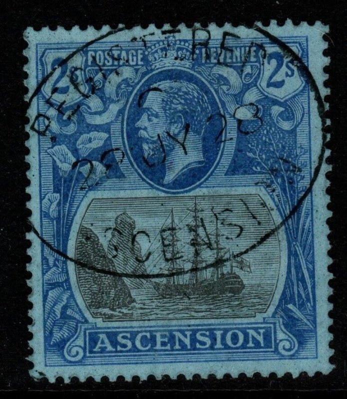 ASCENSION SG19 1924 2/= GREY-BLACK & BLUE/BLUE FINE USED 