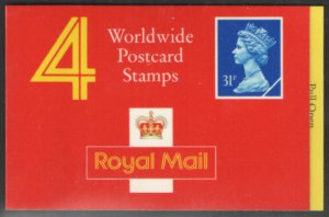 GH1a 4 x worldwide postcard stamps (31p) Complete Booklet - No Cylinder