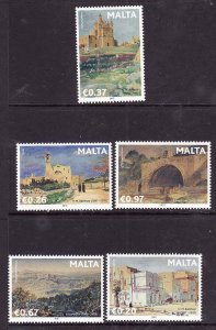 Malta-Sc#1445-9- id12-unused NH set-Country sites-Paintings-2012-