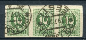 ESTONIA; 1919 early Pictorial Imperf issue fine used 10p. POSTMARK Strip