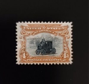 1901 4c Electric Automobile, Pan American Exposition Scott 296 Mint F/VF No Gum