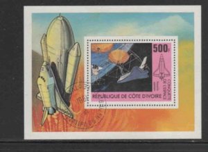 IVORY COAST #589 1981 SPACE CONQUEST MINT VF NH O.G CTO S/S