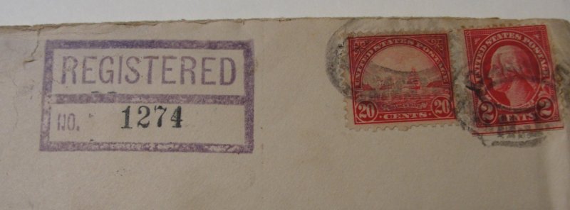 1926 Registered Letter Envelope – 22c Montclair Monumental Works NJ