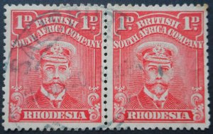 Rhodesia Admiral One Penny pair with SALISBURY in blue (DCA) postmark