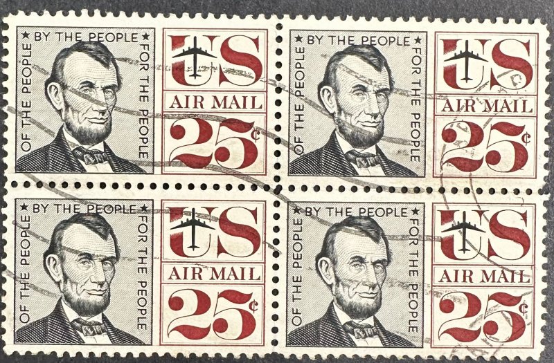 US #C59 Used Block of 4 Airmail - Abraham Lincoln 1959-66 [PB374]