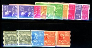 U.S. #839-851 SET OF LINE PAIRS ALL MINT NH