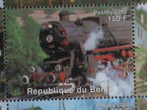 ​BENIN-STAMP-2002 CLASSIC TRAINS CTO- MNH STAMP SHEET RARE