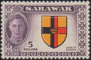 Sarawak #180-194, Complete Set(15), 1950, Hinged