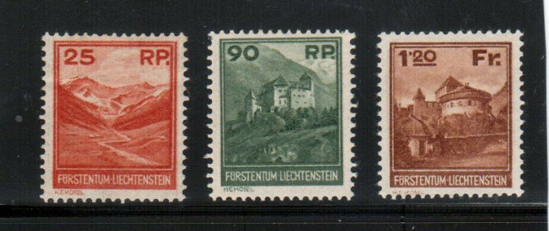 Liechtenstein #108 - #110 Very Fine Mint Lightly Hinged Set