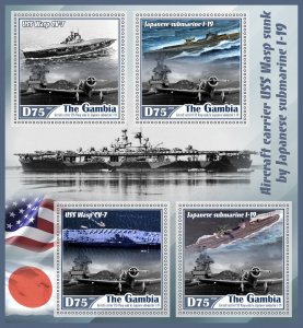 Stamps.Transport. Submarines. Ships 2023 year 1+1 sheets perf Gambia