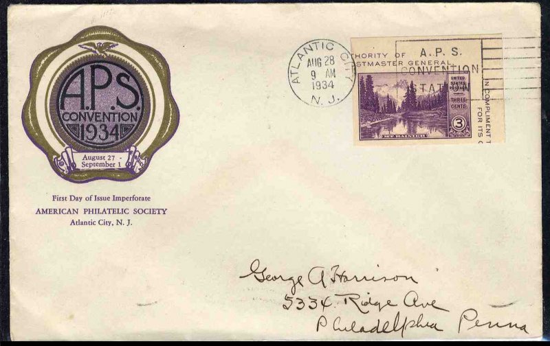 United States First Day Covers #750-23, 1934 American Philatelic Society sing...