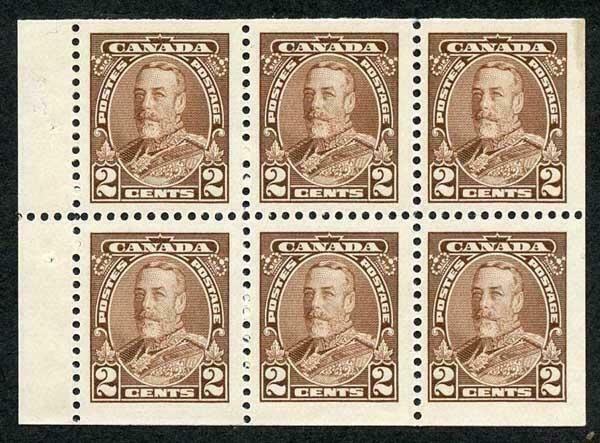 Canada SG292a 2c Booklet Pane of SIX Fine U/M Cat 55 pounds (as m/m)