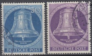 GERMANY Sc # 9N97-8 USED INCPL, 2 HI-VALUES -  FREEDOM BELL in BERLIN