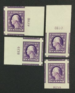 MOMEN: US STAMPS #483 4 PLATE #8139 SINGLES MINT OG NH GEMS LOT #70259