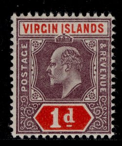 BRITISH VIRGIN ISLANDS EDVII SG55, 1d dull purple & scarlet, NH MINT.