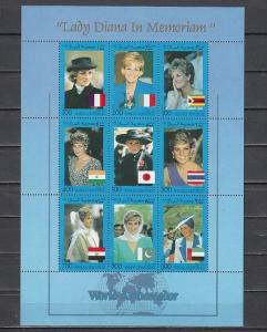 Somali Rep., 1998 Cinderella issue. Lady Diana sheet of 9.