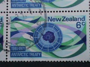 ​NEW ZEALAND-1971-SC#475-10TH ANNIVERSARY ANTARCTIC TREATY-USED BLOCK OF 4  VF