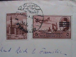 EGYPT  1953 SC#335,C69 70 YEARS OLD AIRMAIL COVER-MOSQUE OF SULTAN HASSANN VF