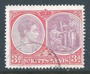 St. Kitts-Nevis #84 Used 3p King George VI, Medicinal Spring - Perf 14