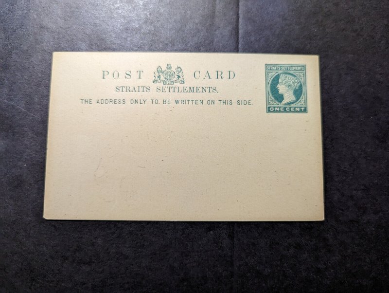 Mint Straits Settlements Postal Stationery Postcard One Cent Denomination