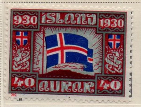 Iceland Sc 161 1930 40 aur Flag stamp mint
