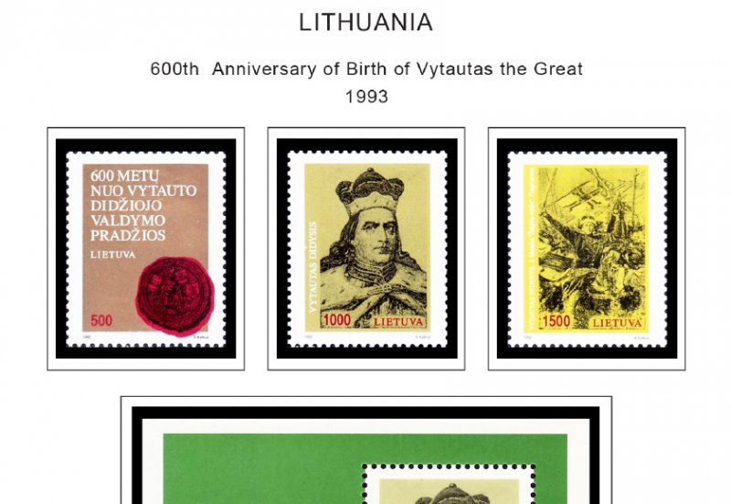 COLOR PRINTED LITHUANIA 1990-2019 STAMP ALBUM PAGES (103 illustrated pages)